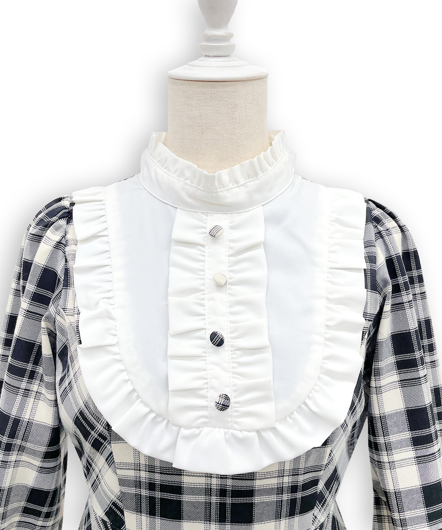 配色ヨークチェックワンピース