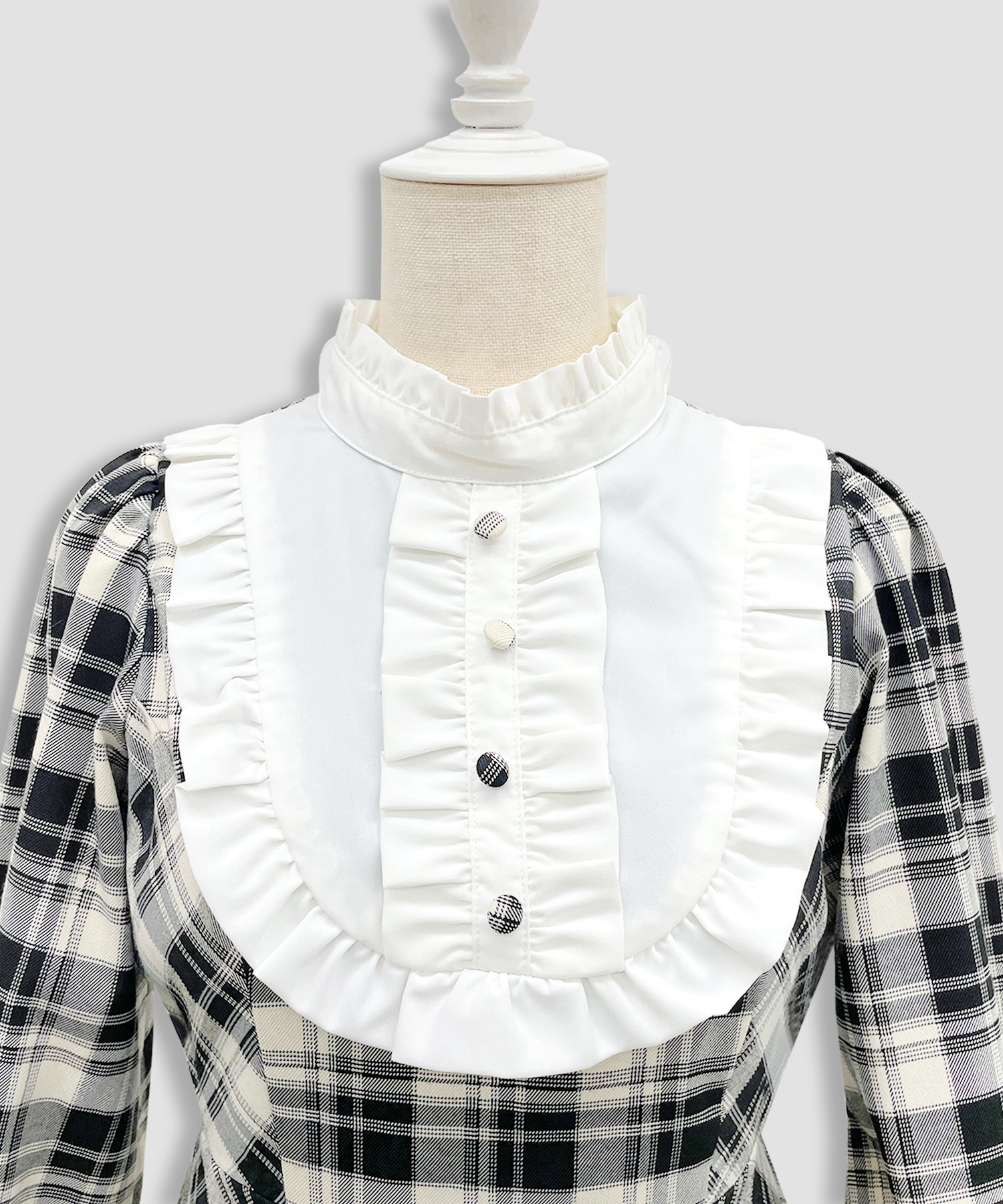 配色ヨークチェックワンピース