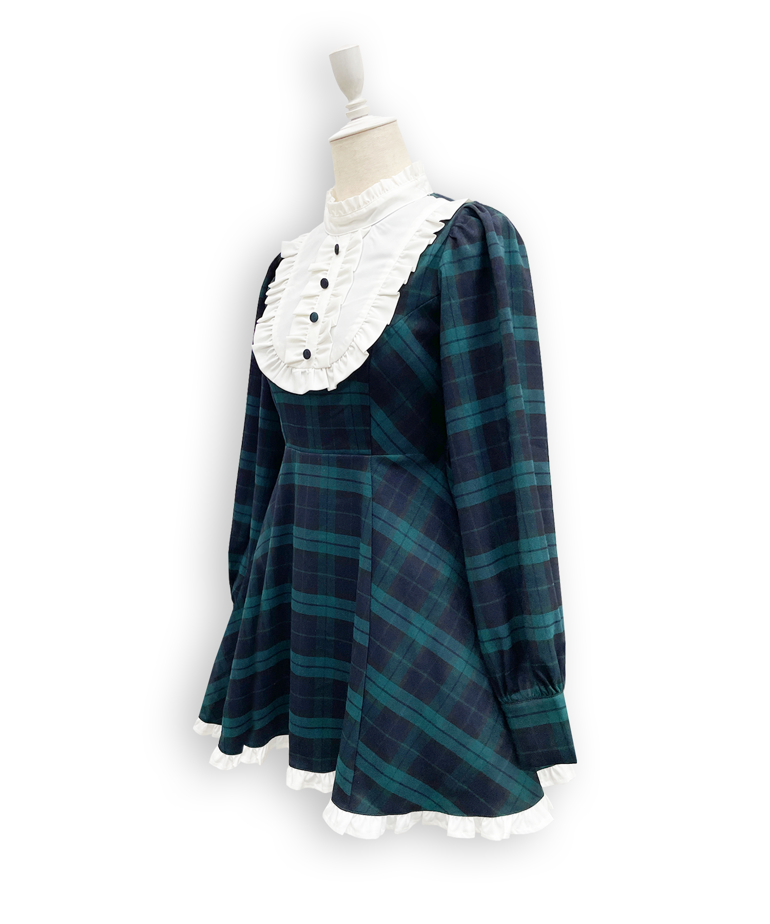 配色ヨークチェックワンピース