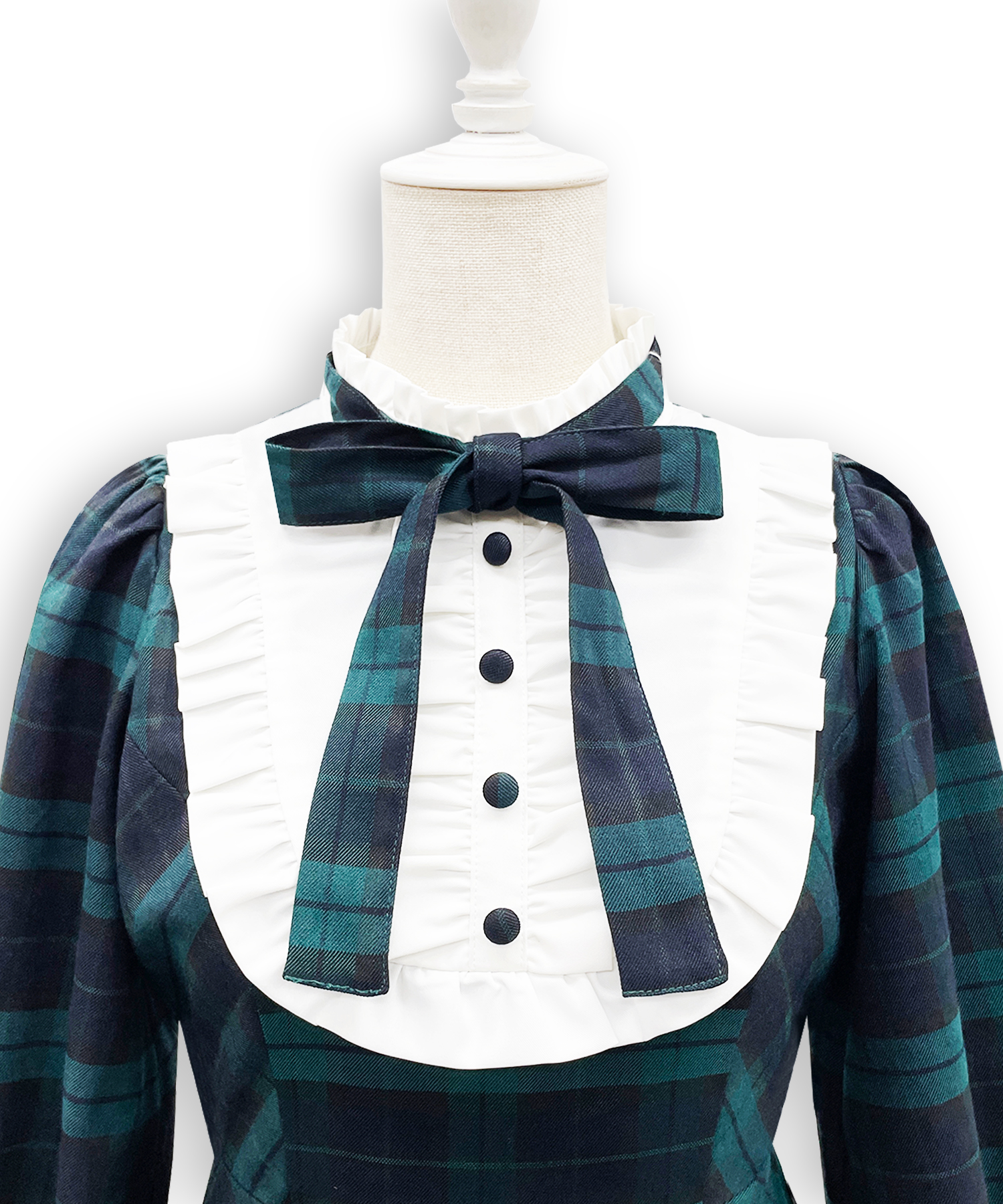 配色ヨークチェックワンピース