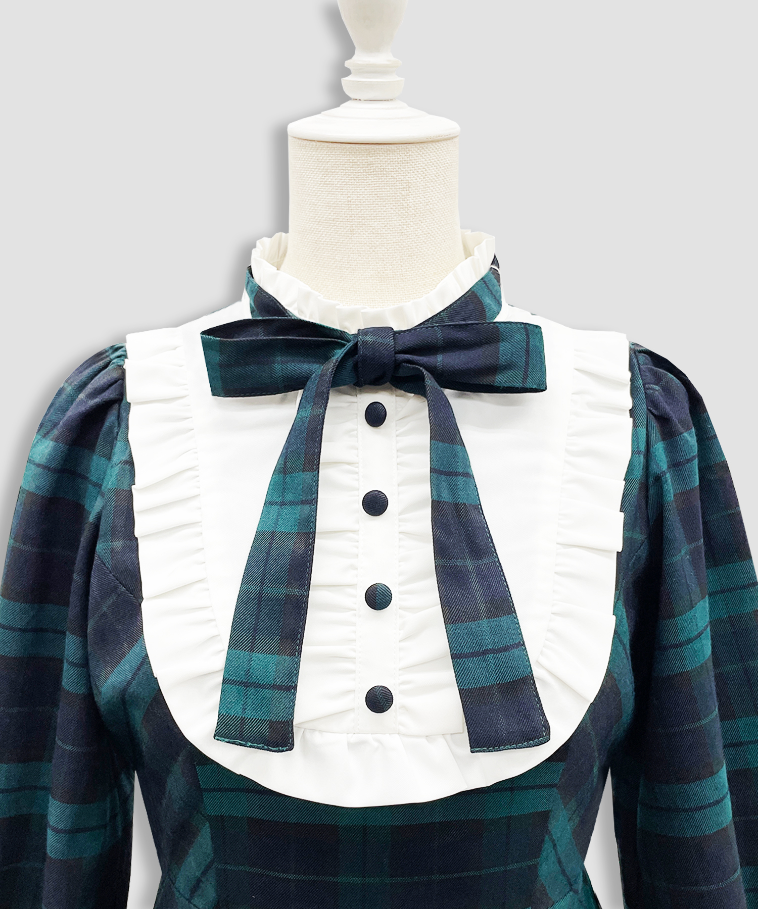 配色ヨークチェックワンピース