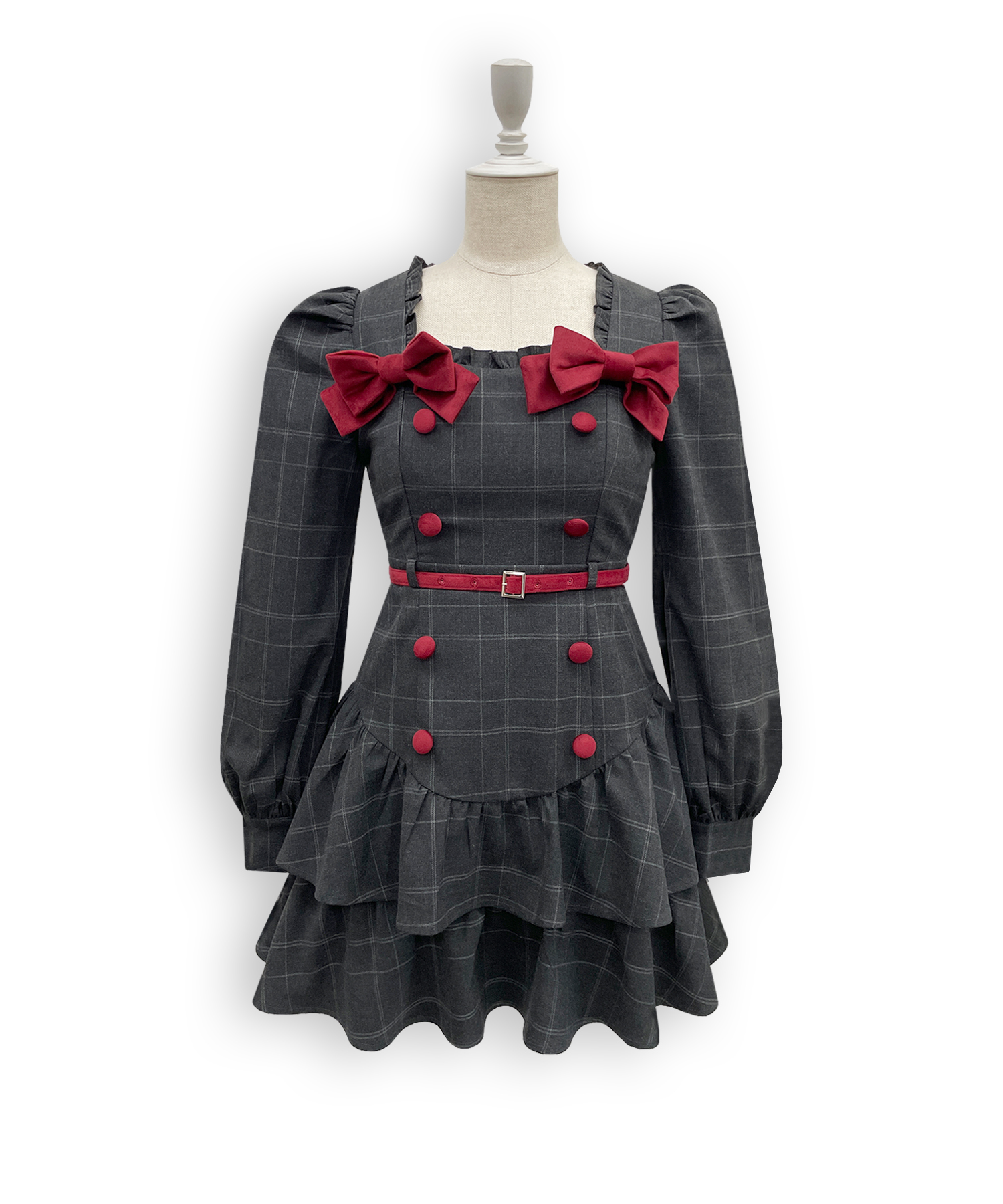 ベロアリボン配色ワンピース