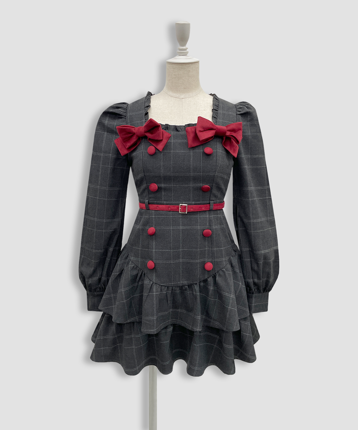 ベロアリボン配色ワンピース