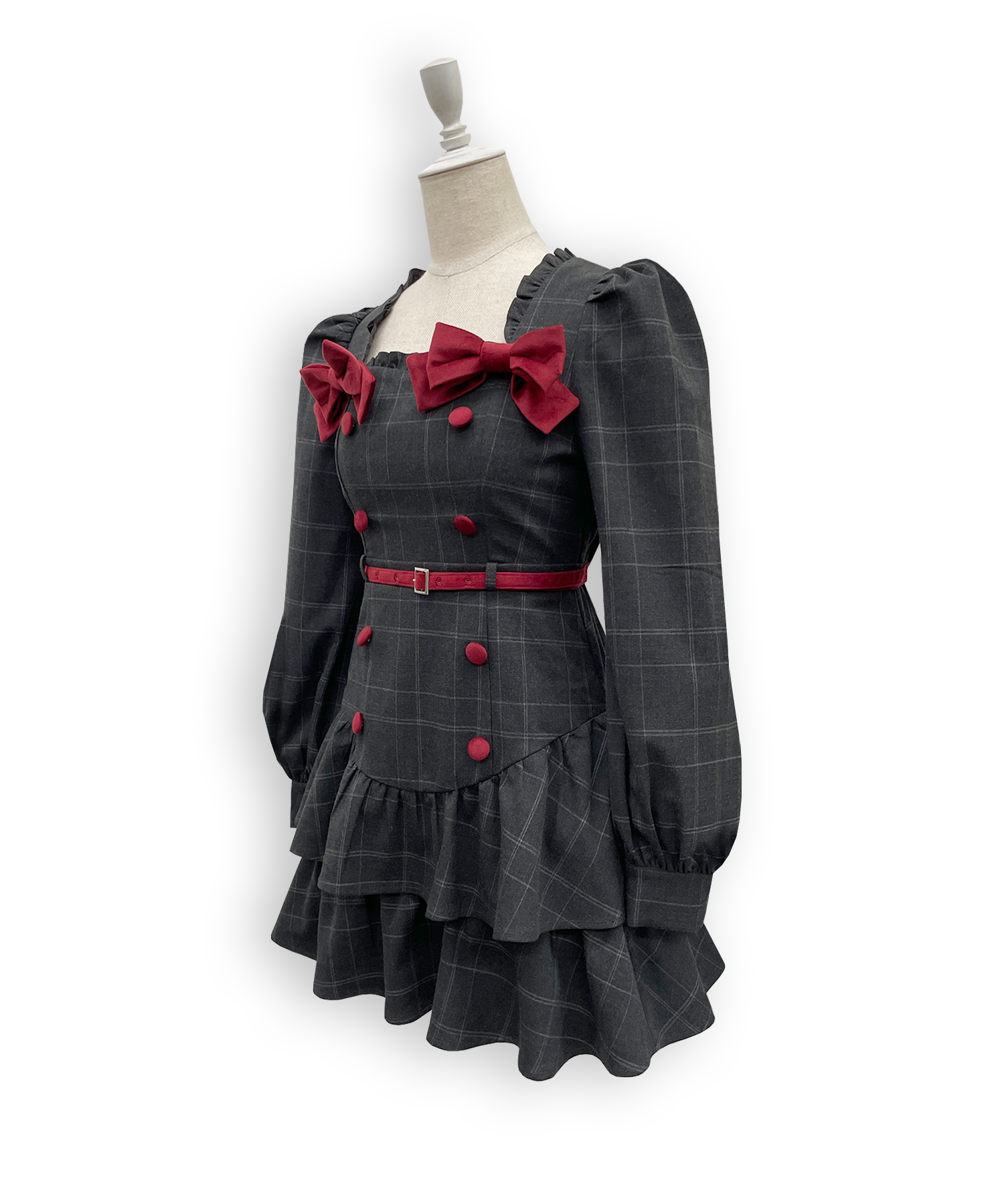 ベロアリボン配色ワンピース