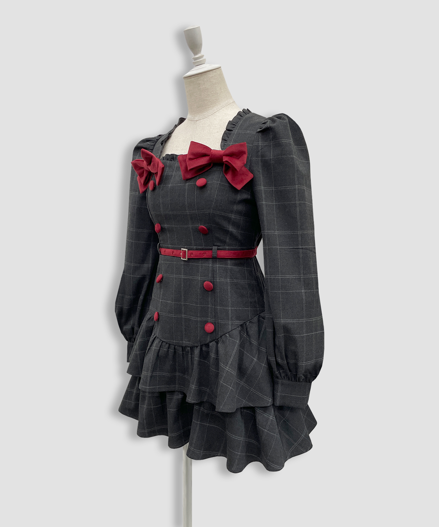 ベロアリボン配色ワンピース