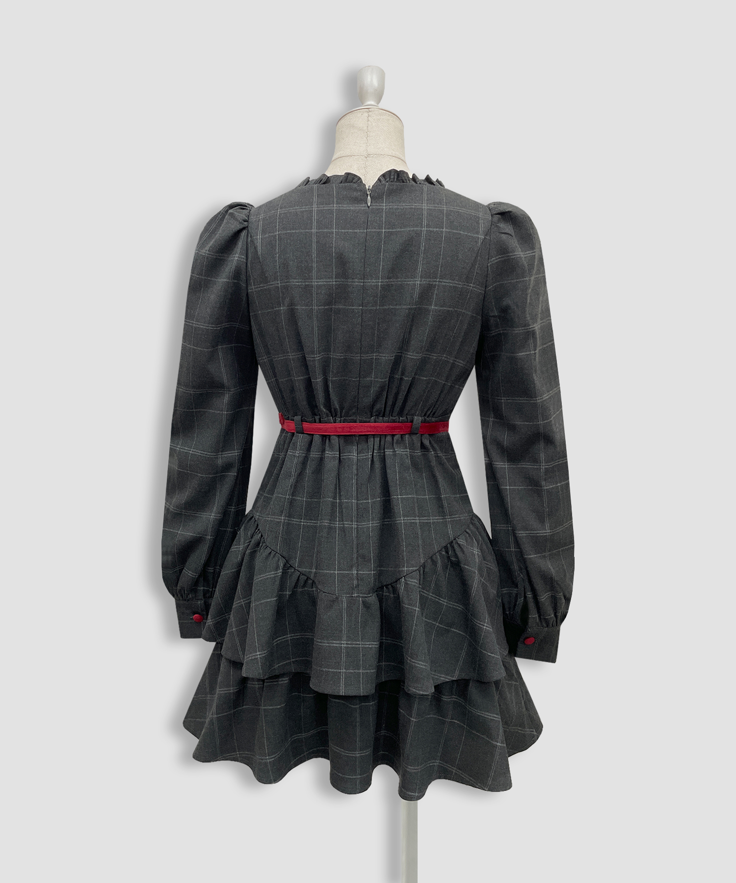 ベロアリボン配色ワンピース