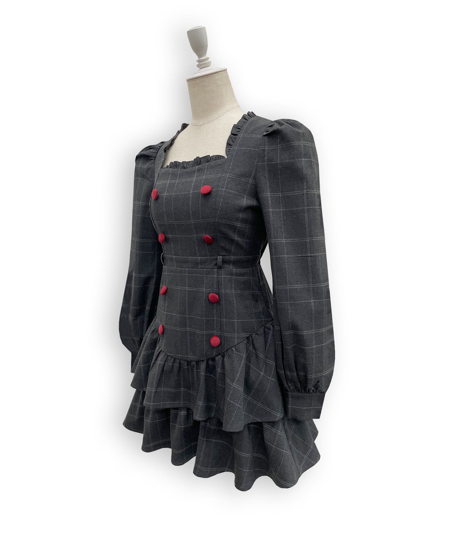 ベロアリボン配色ワンピース