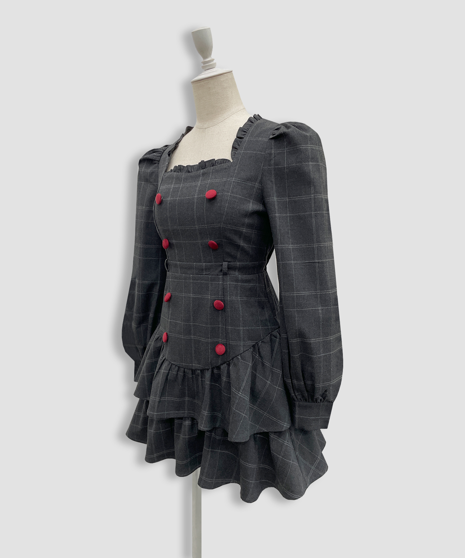 ベロアリボン配色ワンピース