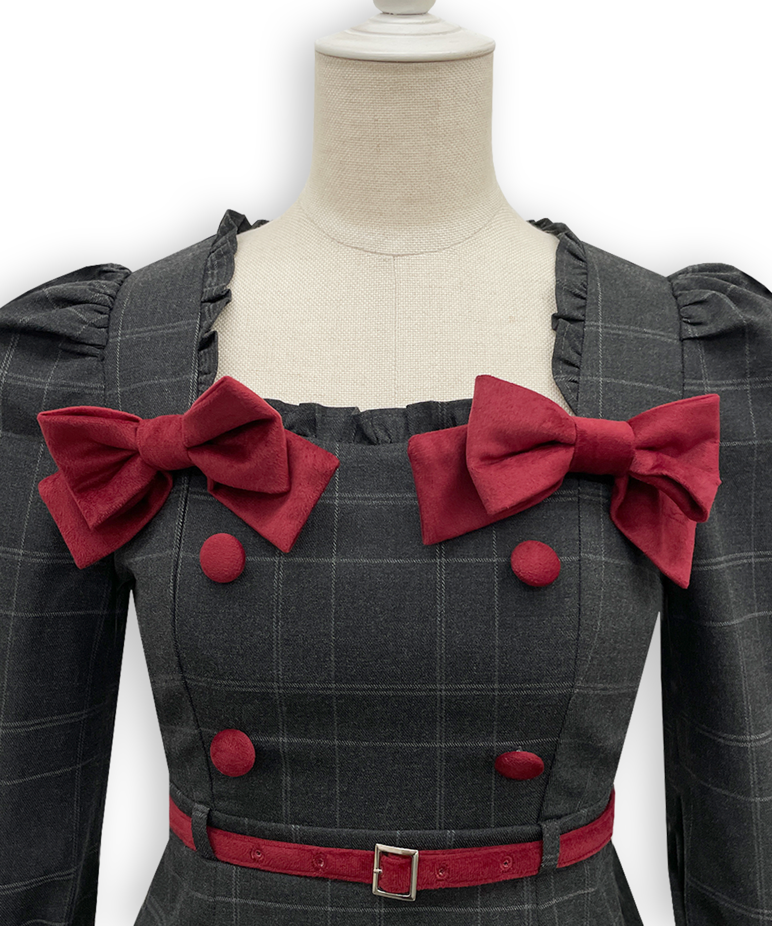 ベロアリボン配色ワンピース