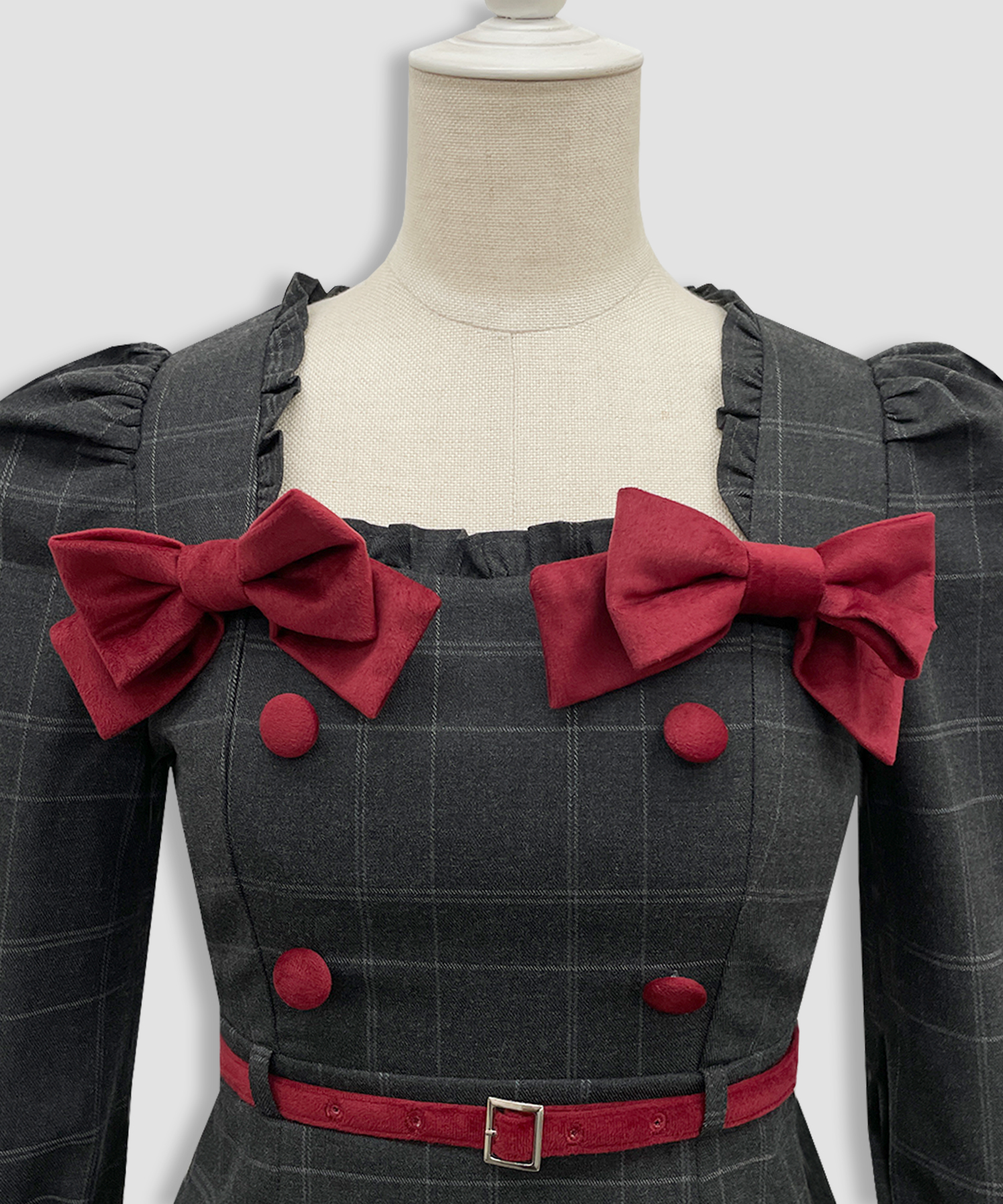 ベロアリボン配色ワンピース