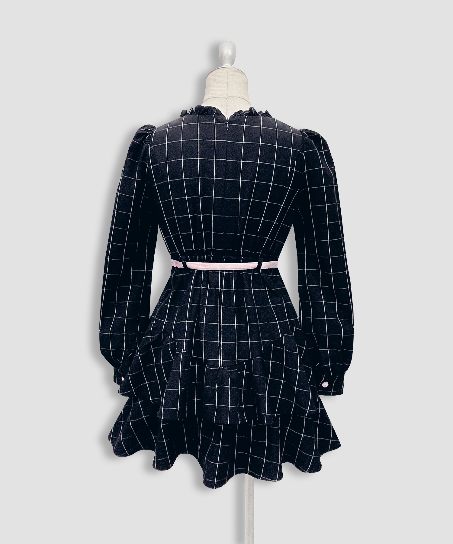 ベロアリボン配色ワンピース