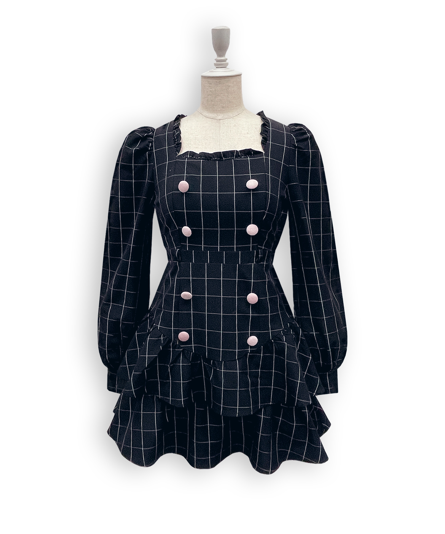 ベロアリボン配色ワンピース