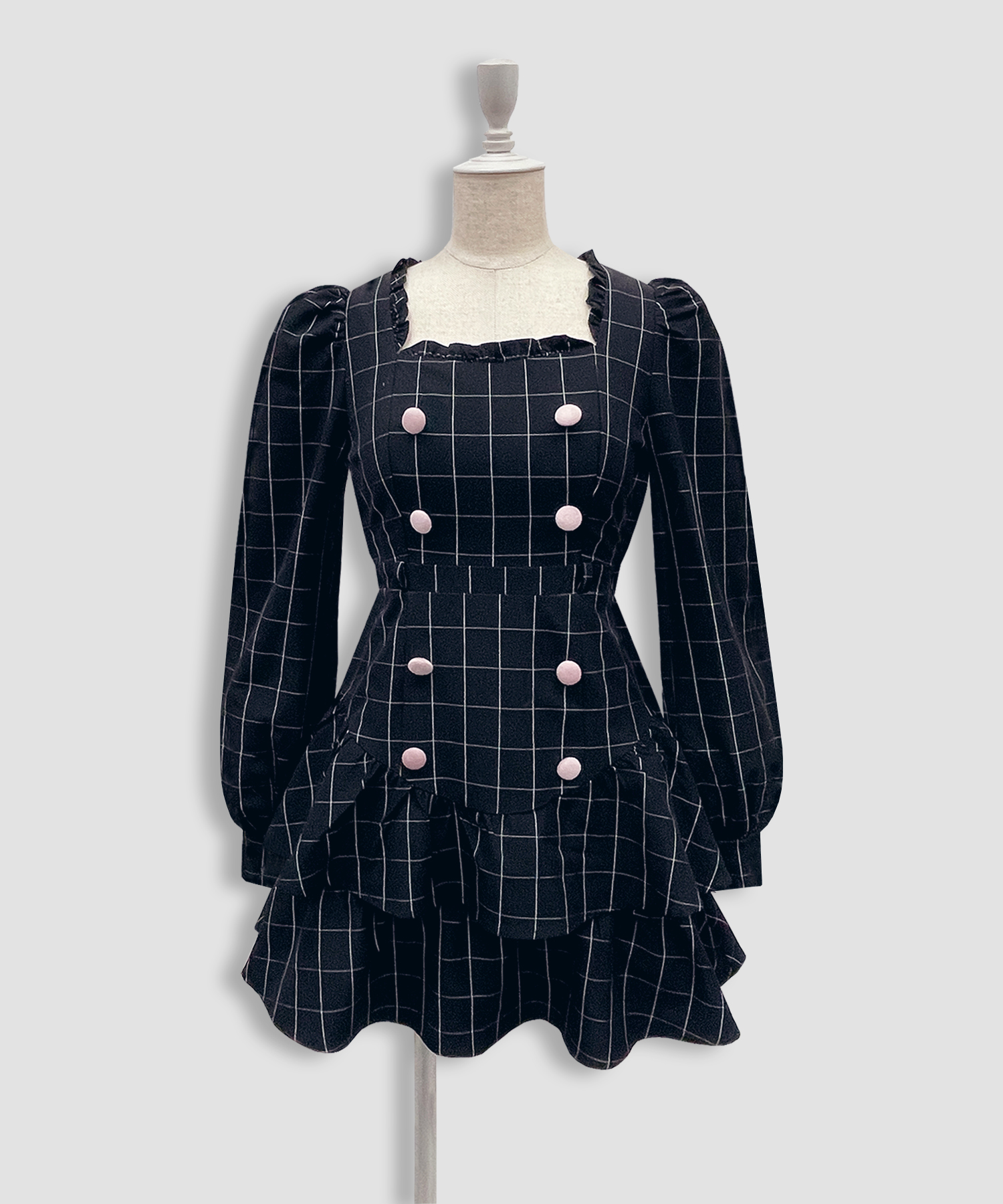 ベロアリボン配色ワンピース