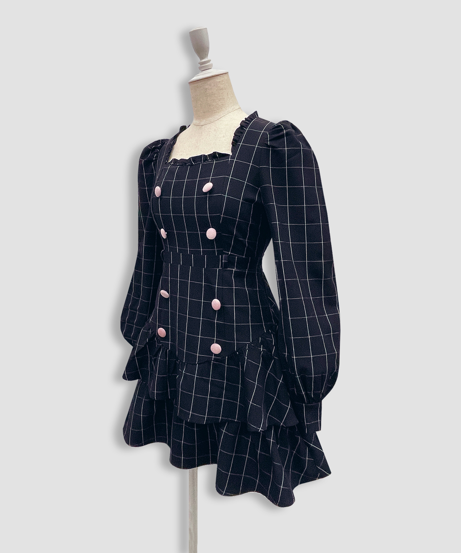 ベロアリボン配色ワンピース