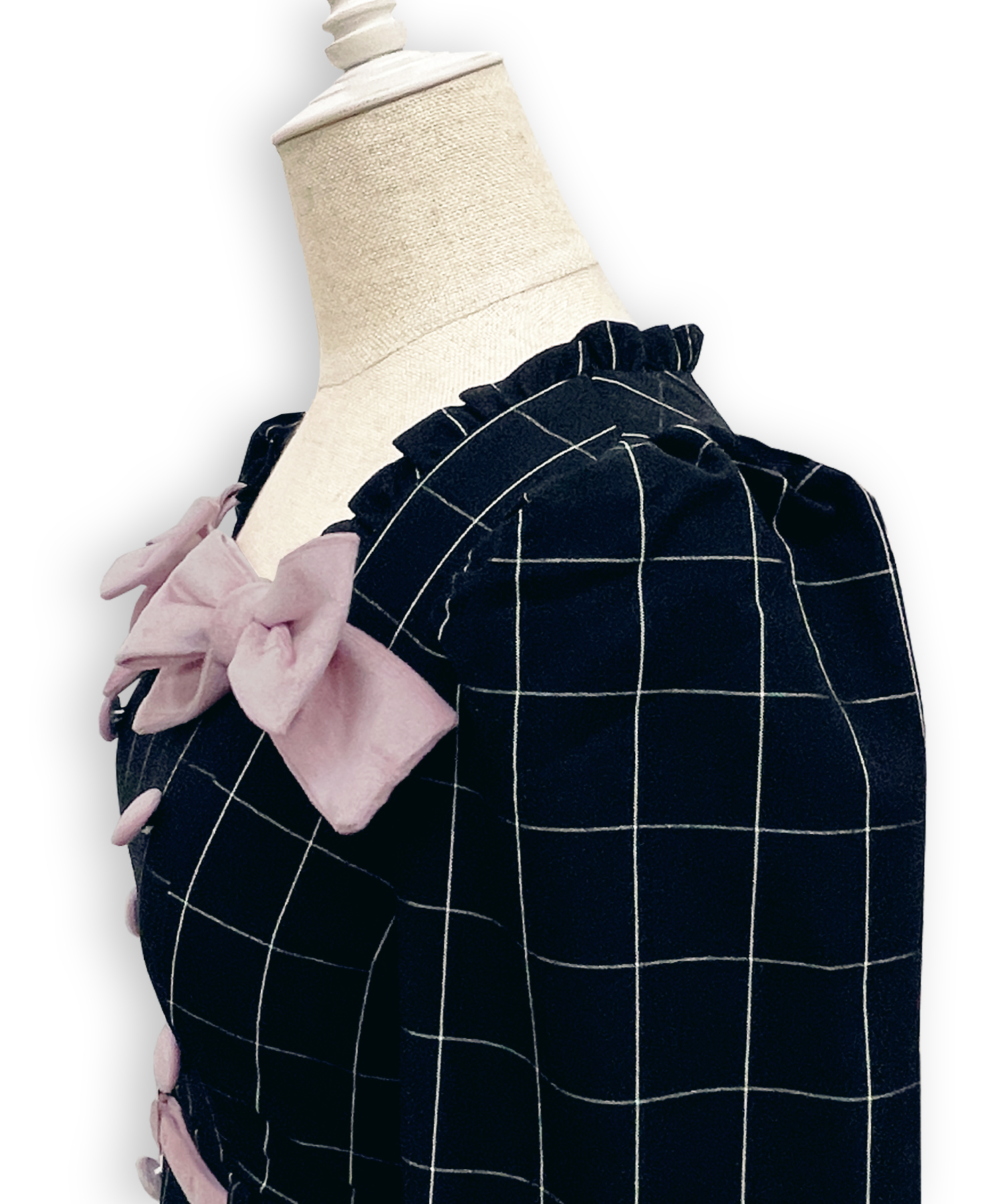 ベロアリボン配色ワンピース