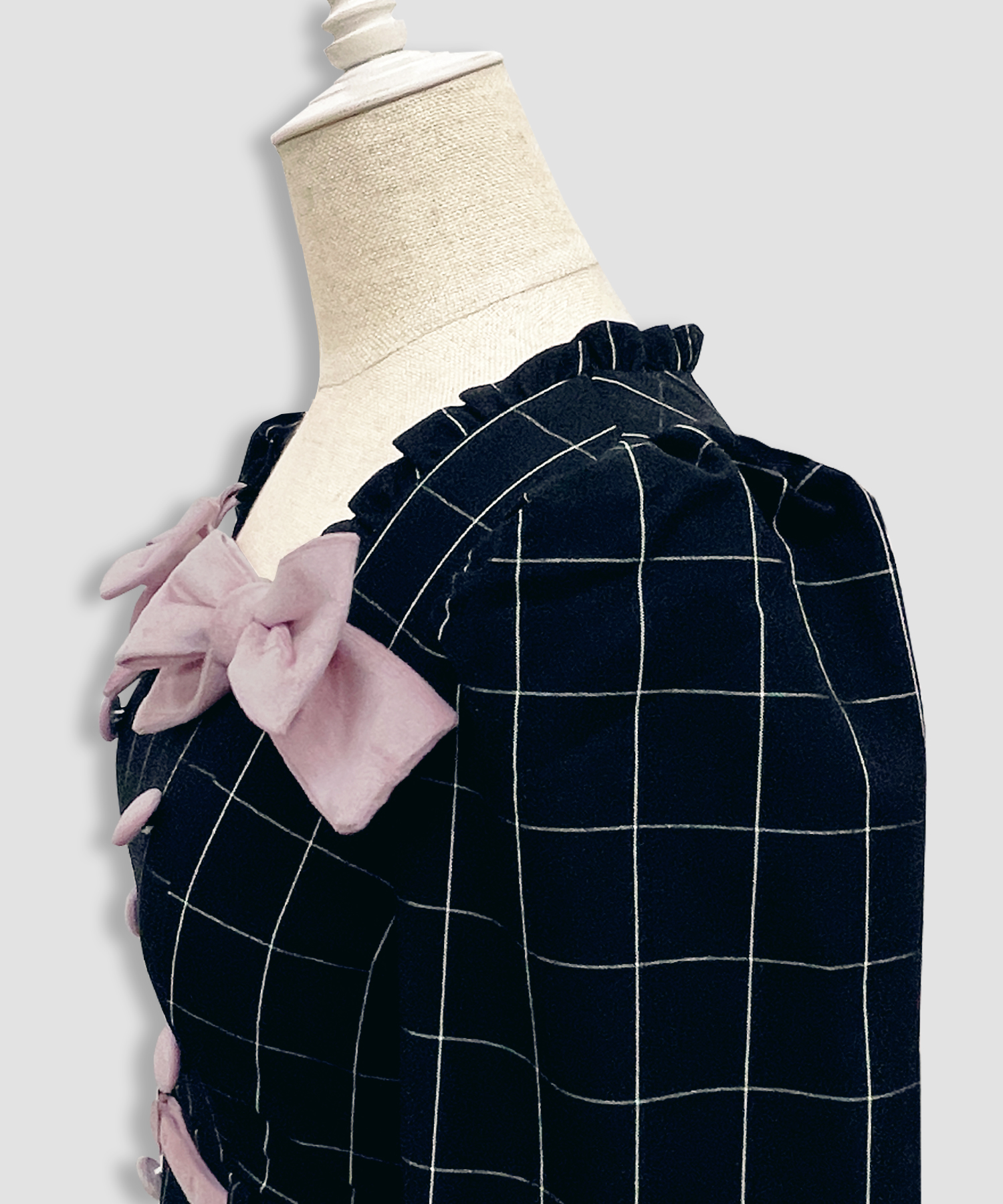 ベロアリボン配色ワンピース