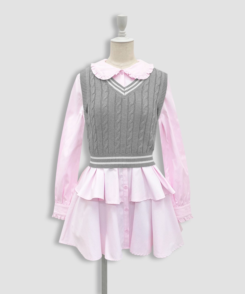 ベストセットシャツワンピース