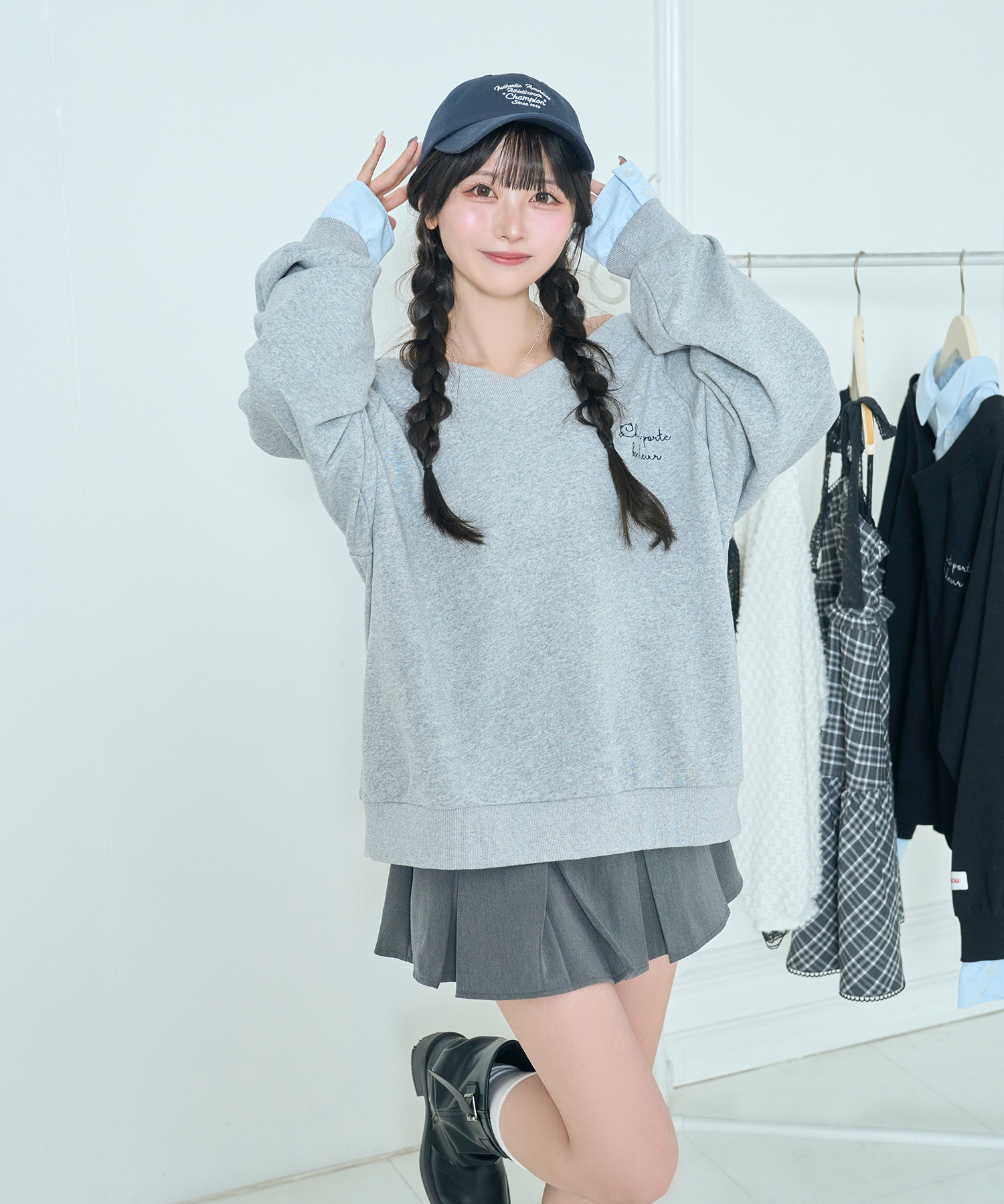 UNISEX 2way collar sweatshirt / GRAY