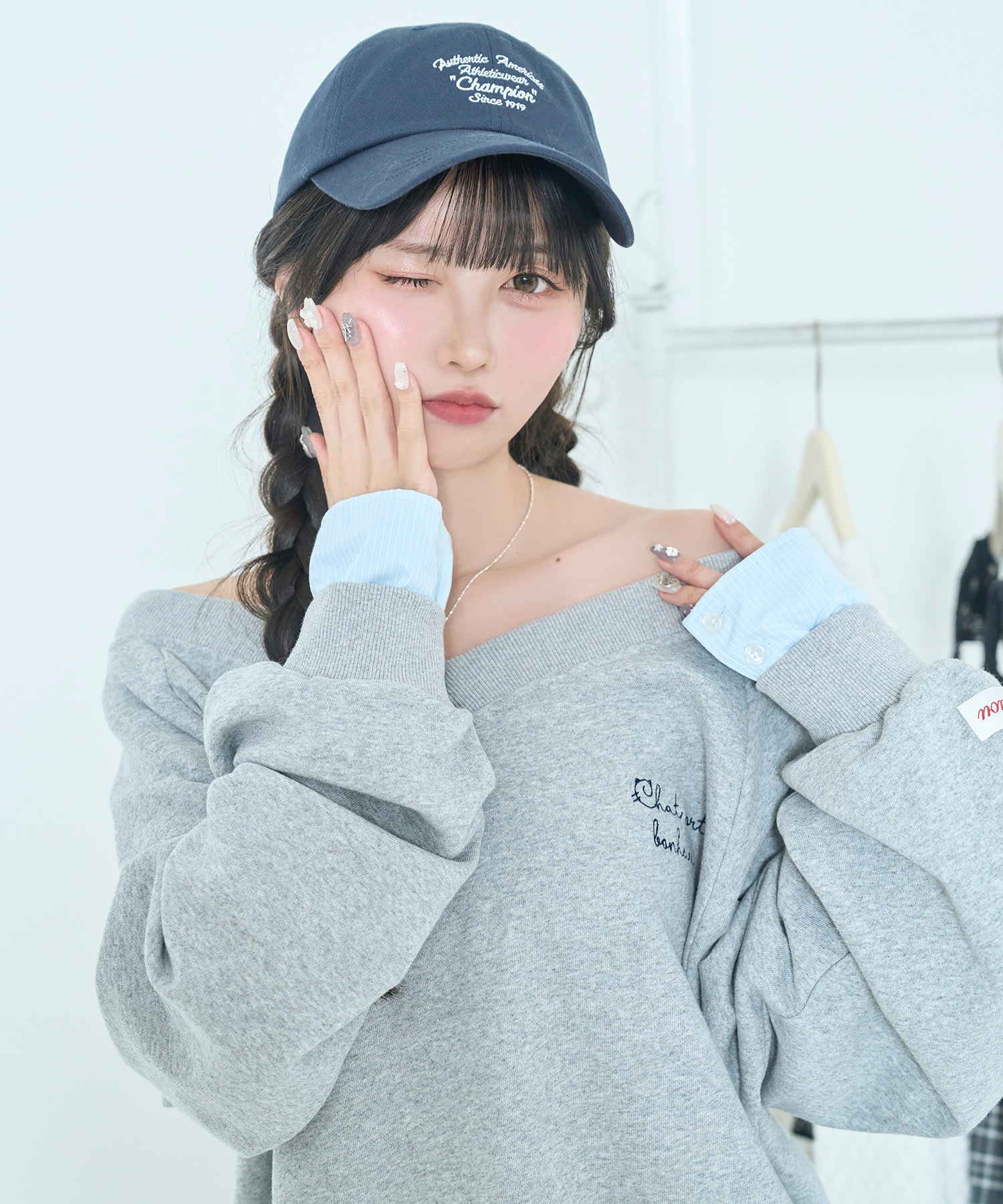 UNISEX 2way collar sweatshirt / GRAY