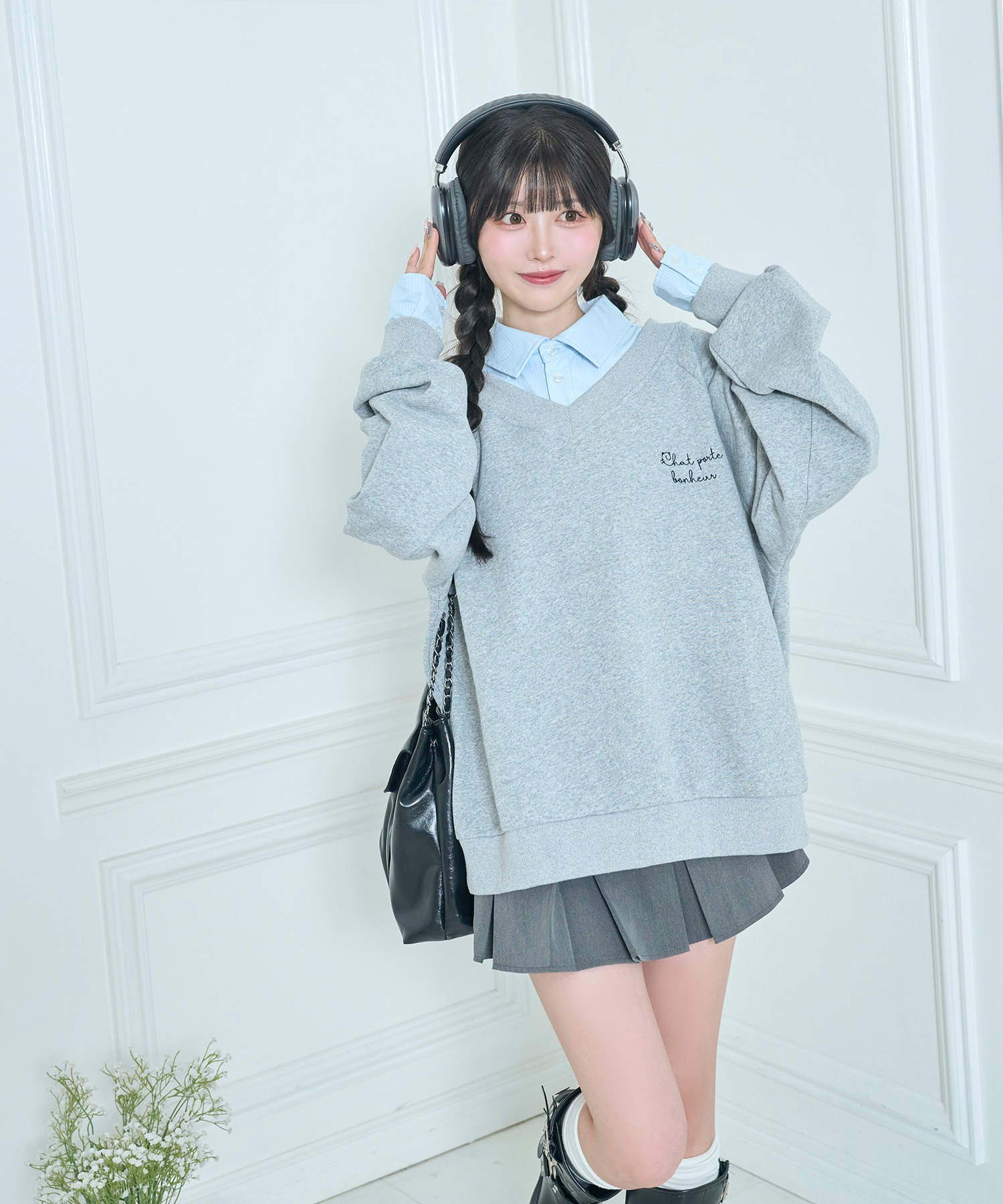 UNISEX 2way collar sweatshirt / GRAY