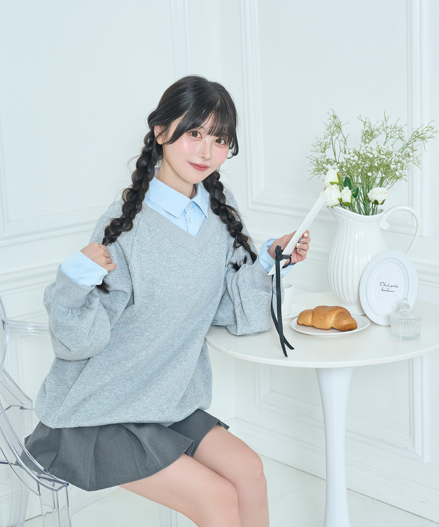 UNISEX 2way collar sweatshirt / GRAY