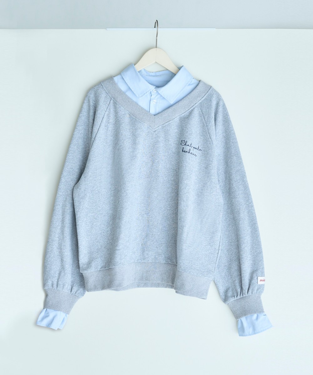 UNISEX 2way collar sweatshirt / GRAY