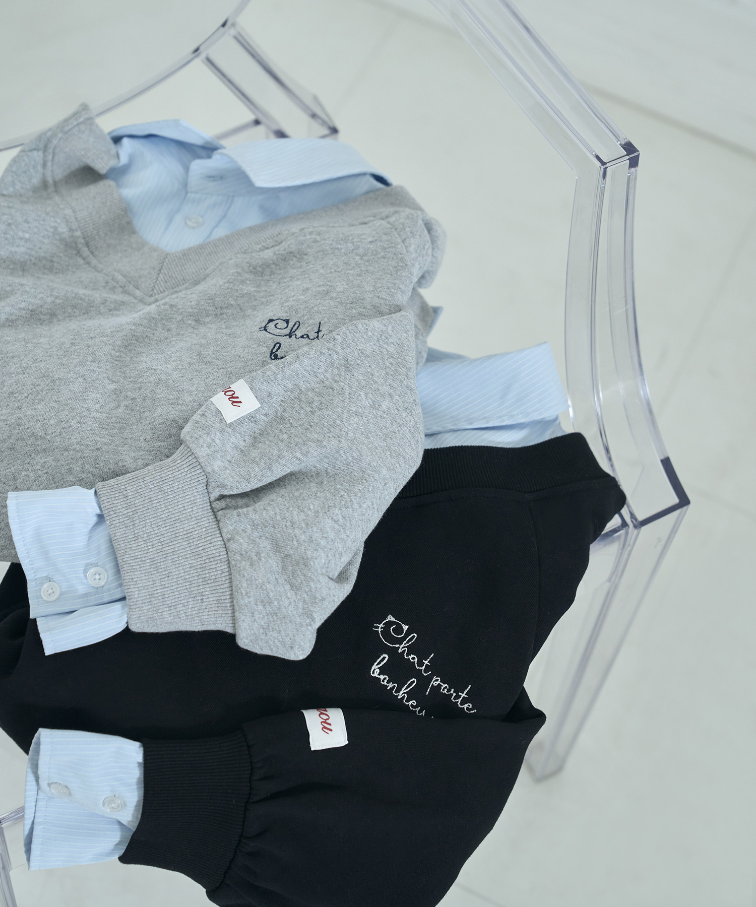 UNISEX 2way collar sweatshirt / GRAY