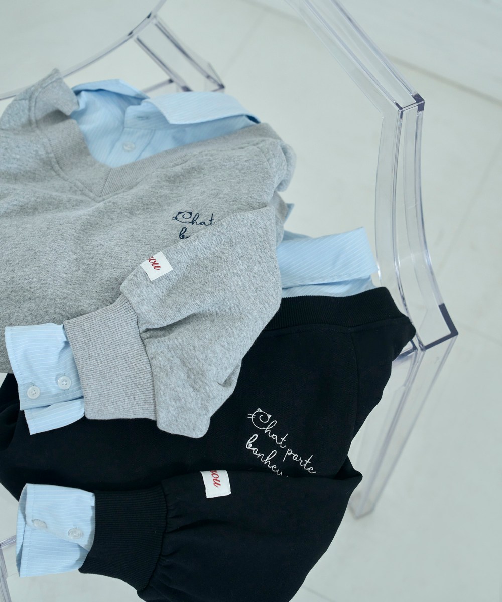 UNISEX 2way collar sweatshirt / GRAY