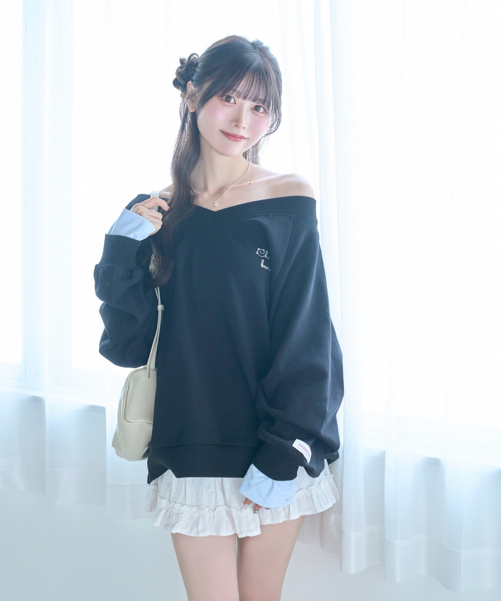 UNISEX 2way collar sweatshirt / BLACK