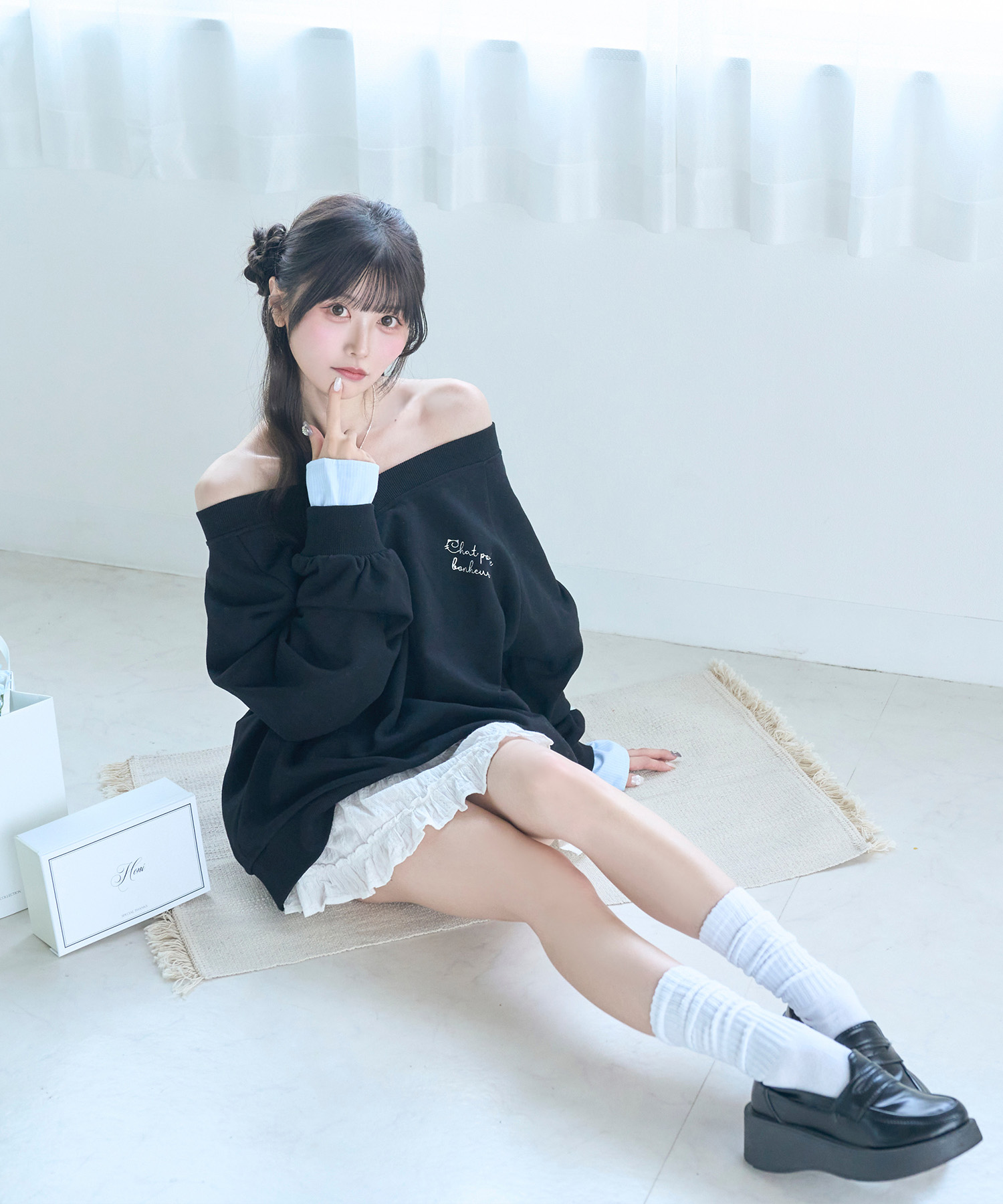 UNISEX 2way collar sweatshirt / BLACK