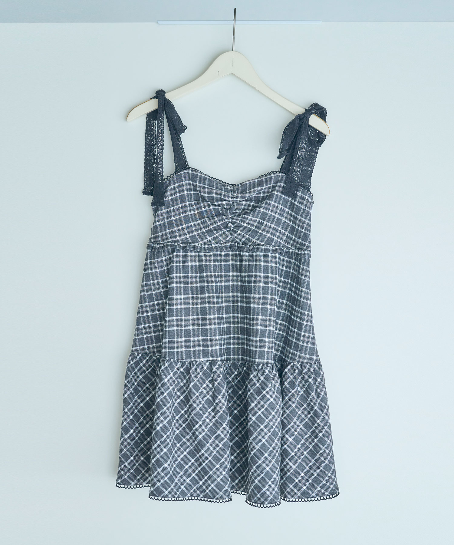 cardigan check camisole onepiece