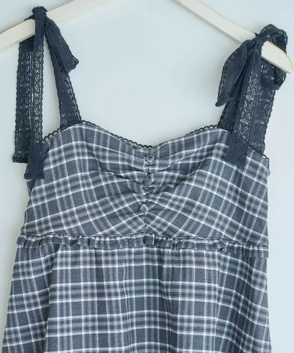 cardigan check camisole onepiece