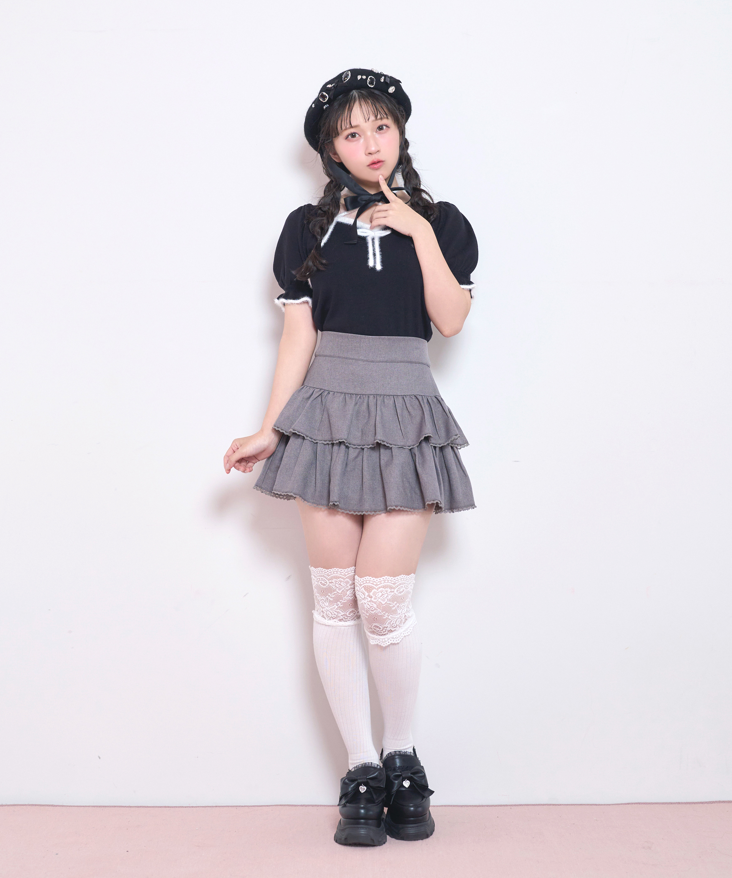 ポイントシャギー配色ニット