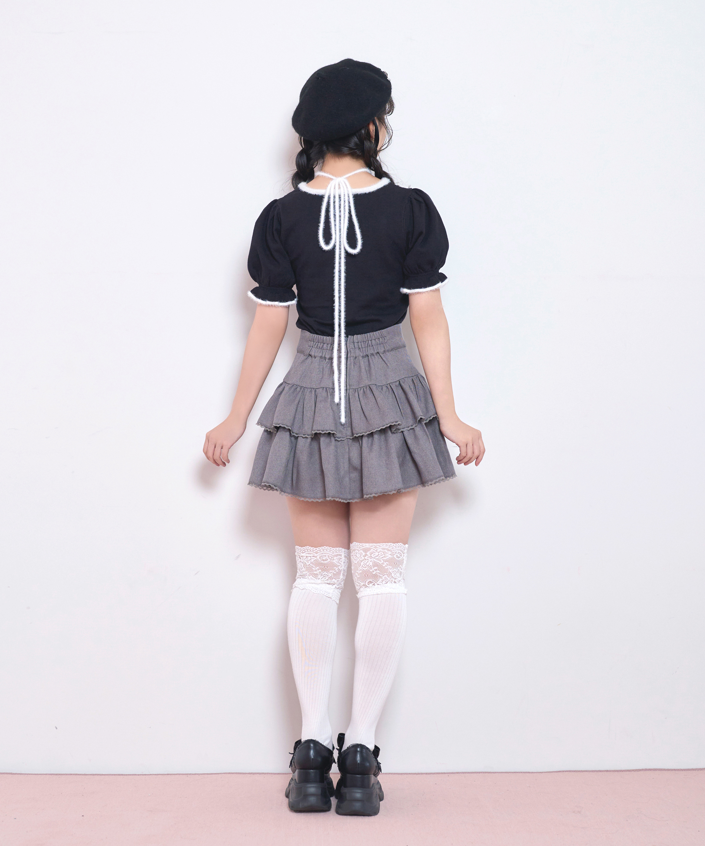 ポイントシャギー配色ニット