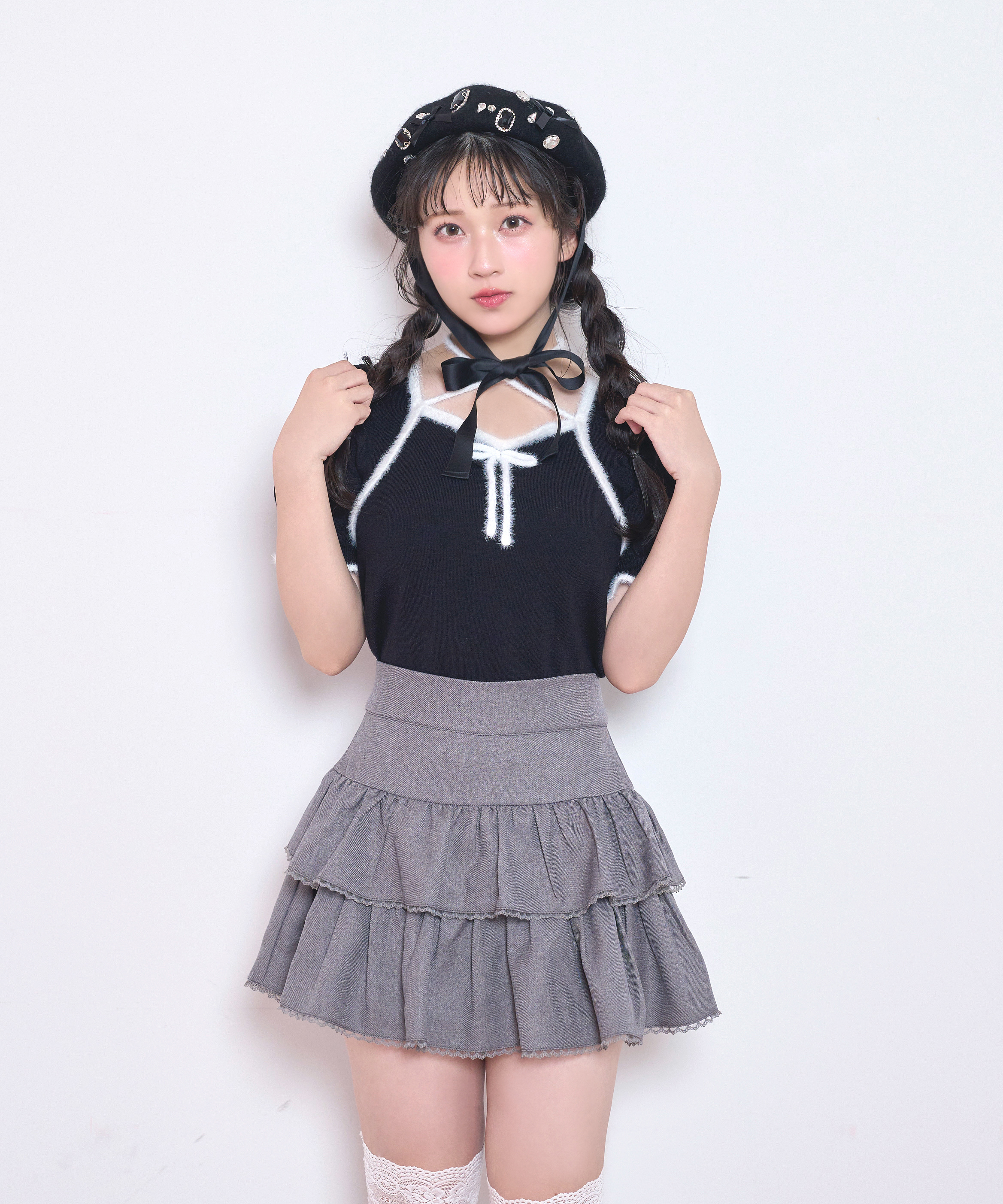 ポイントシャギー配色ニット