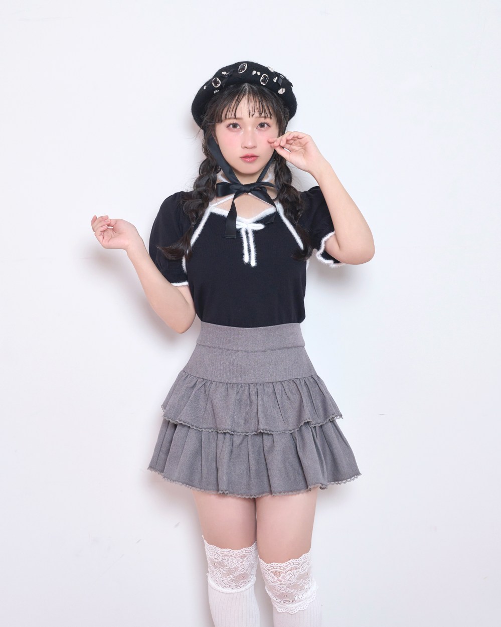 ポイントシャギー配色ニット
