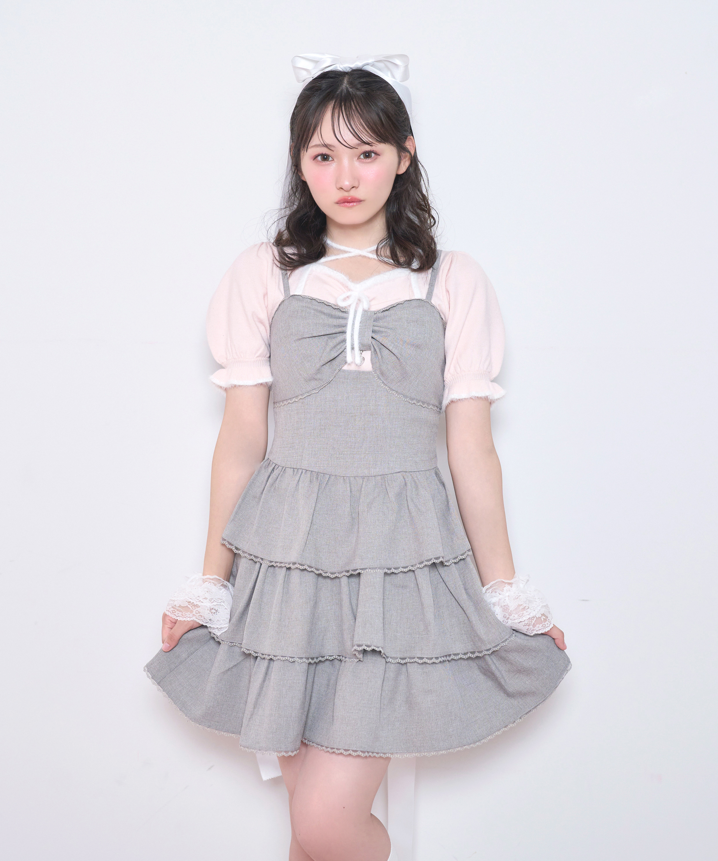 ポイントシャギー配色ニット