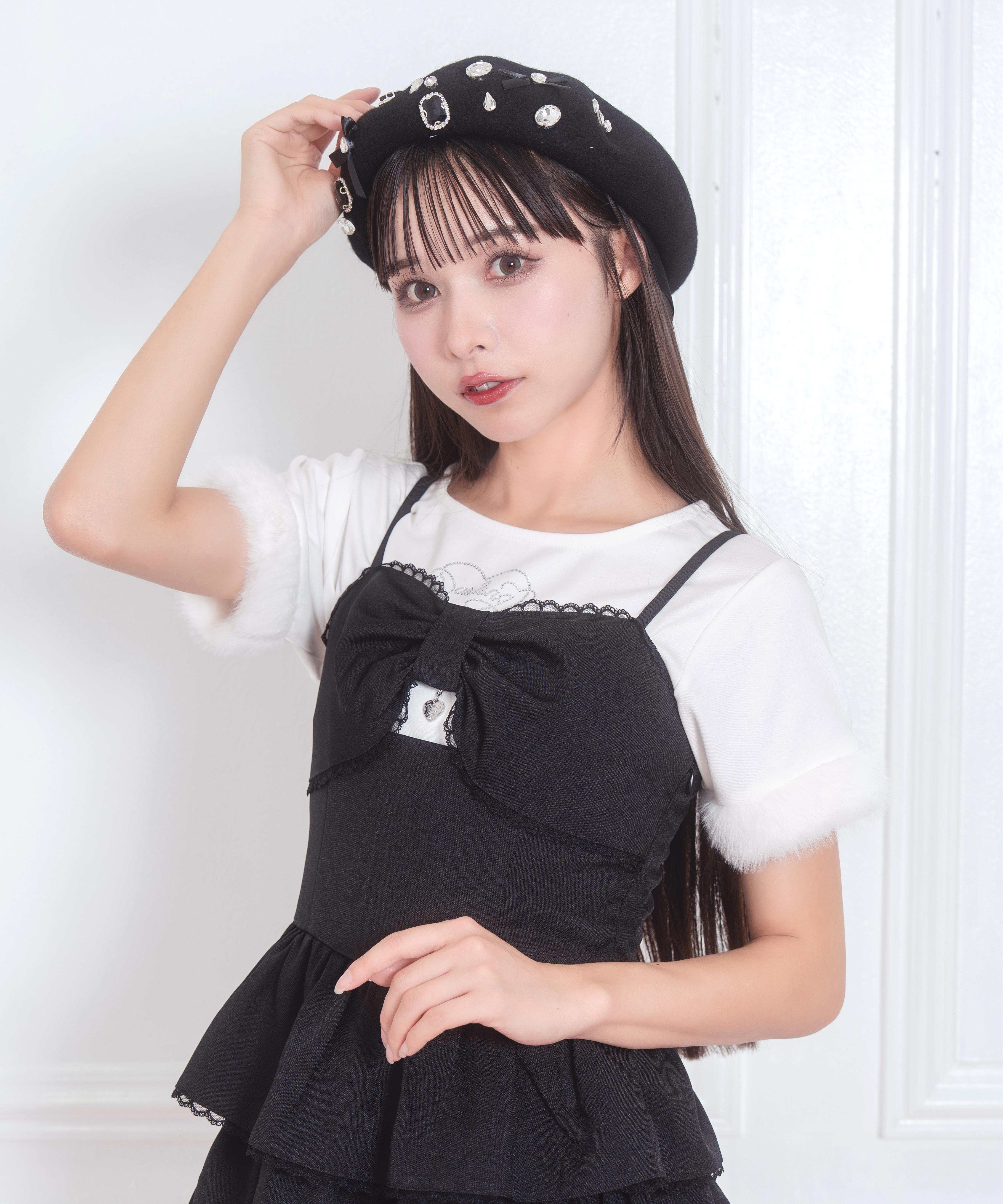 pium ビジューリボンベレー帽 ブラック タグ付き ビジューリボンベレー – pium