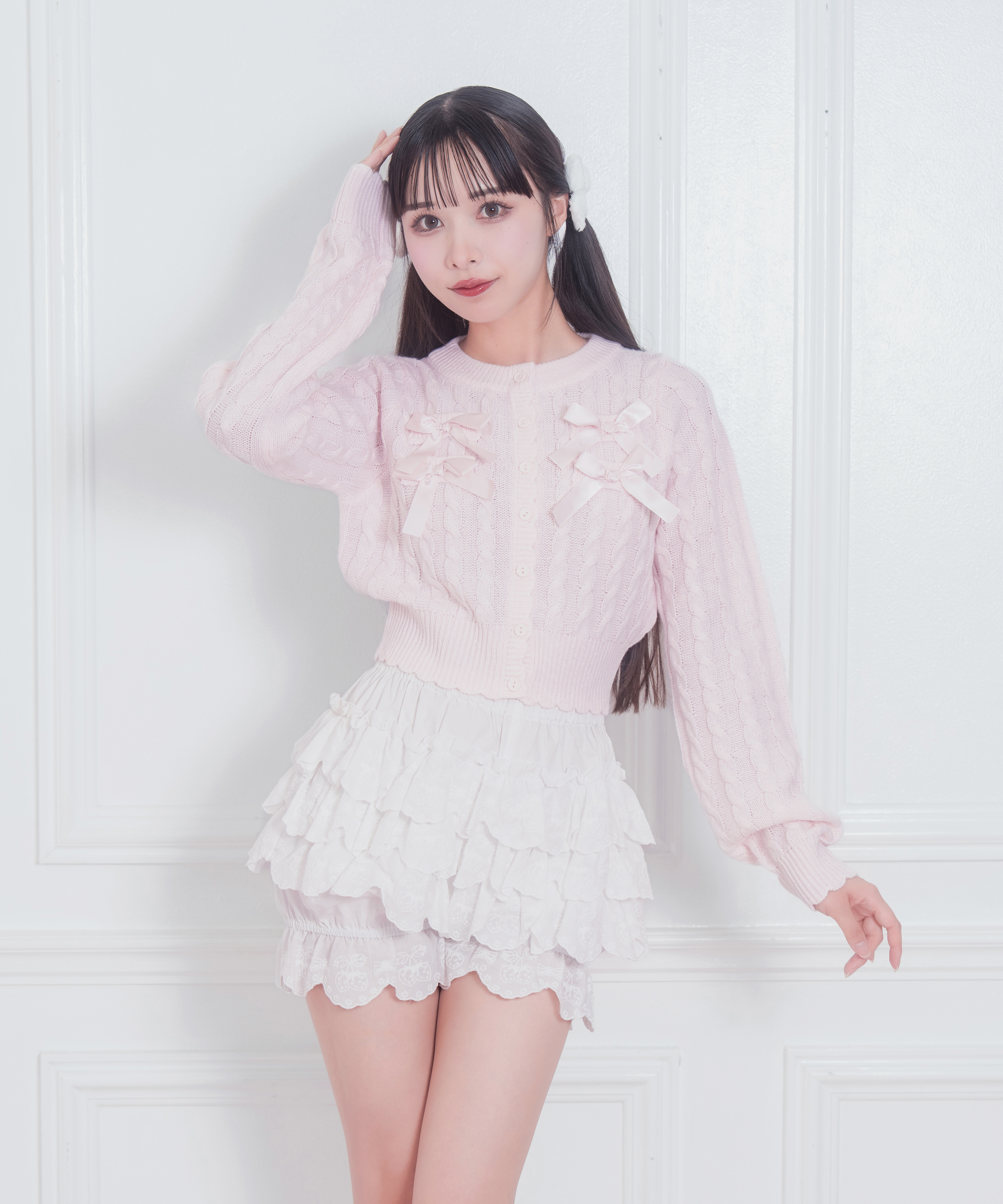 ポイントリボンケーブルカーディガン