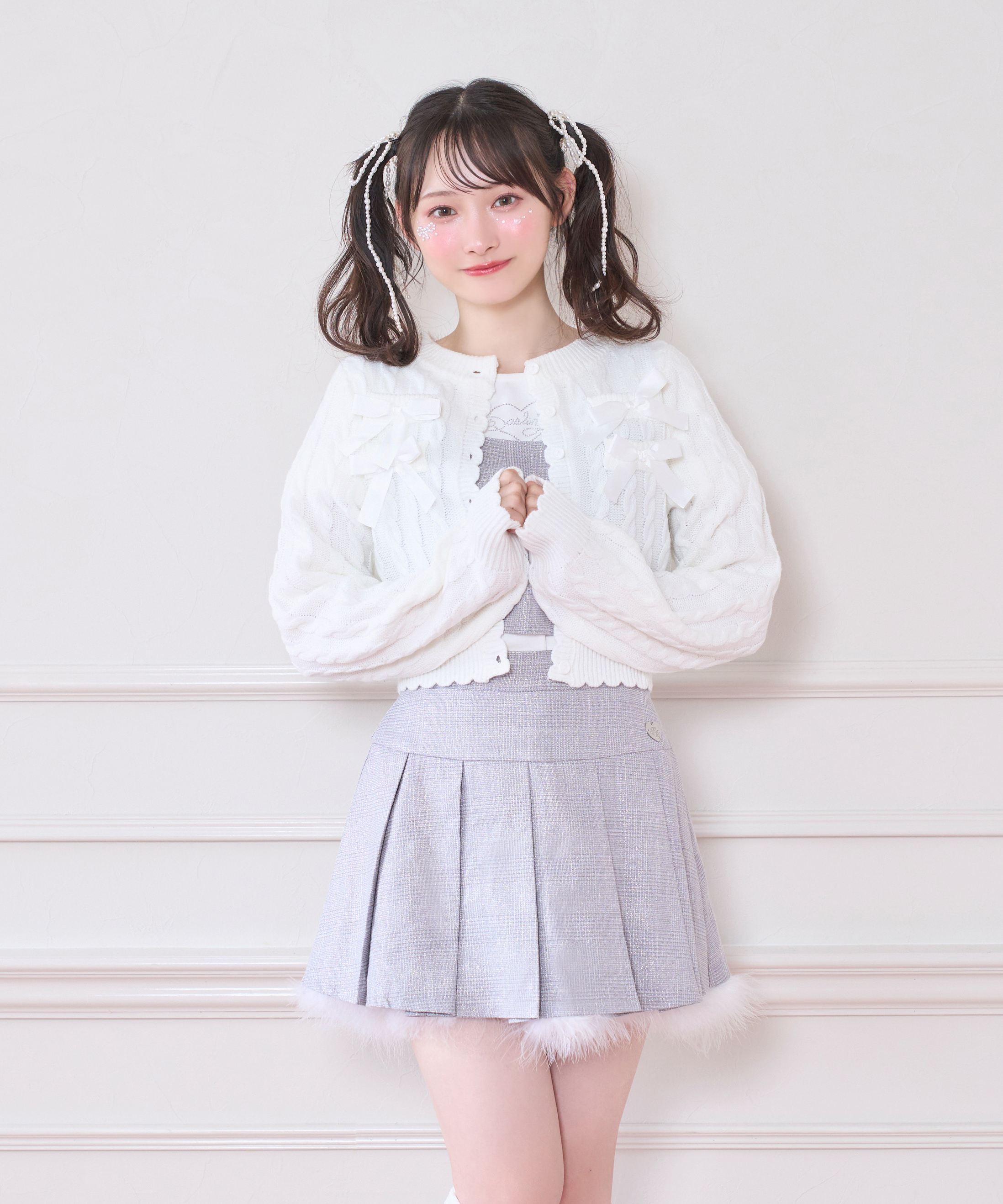 ポイントリボンケーブルカーディガン