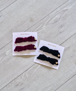 Velvet ribbon hair clip set