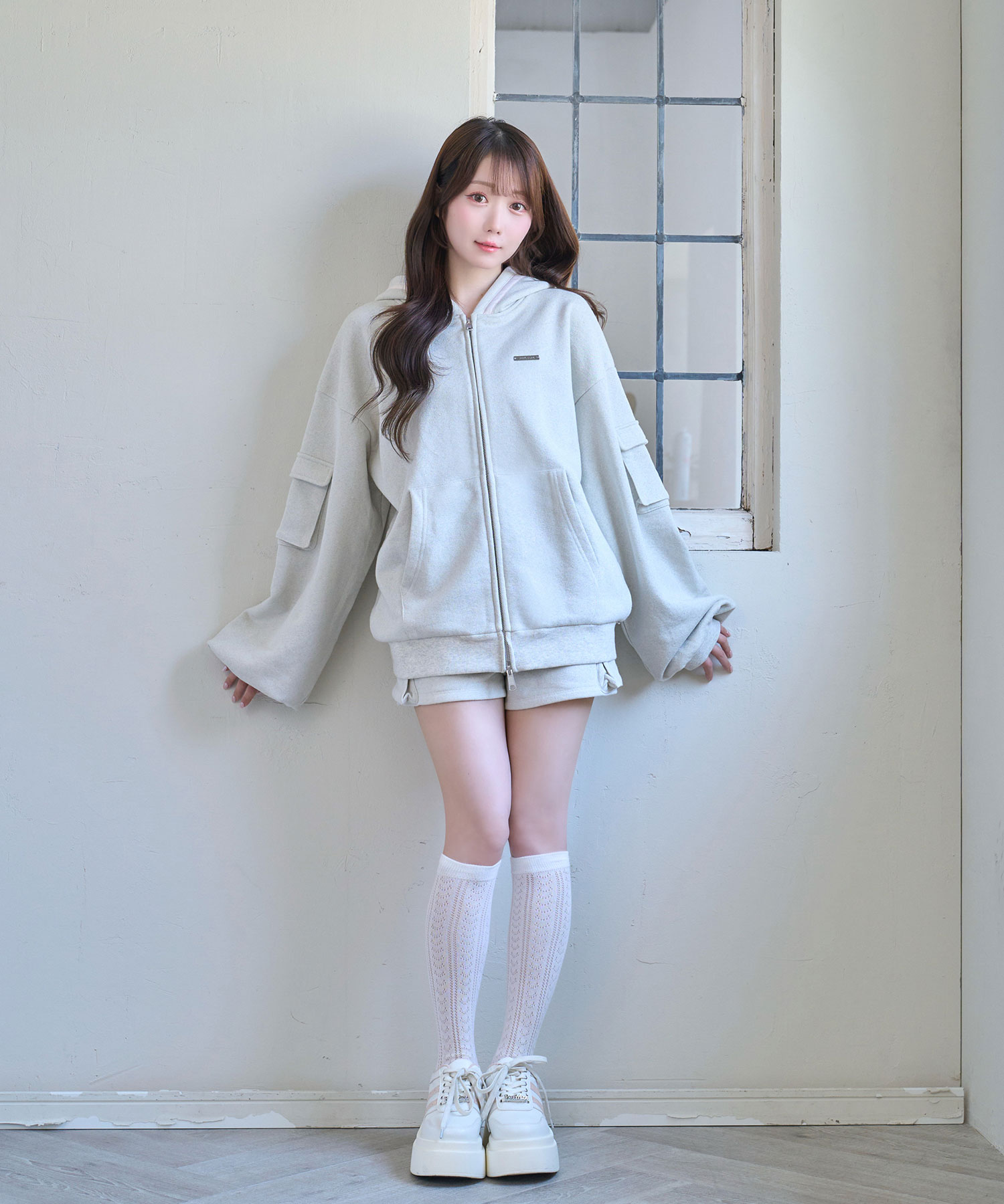 Satin ribbon point cargo zip set