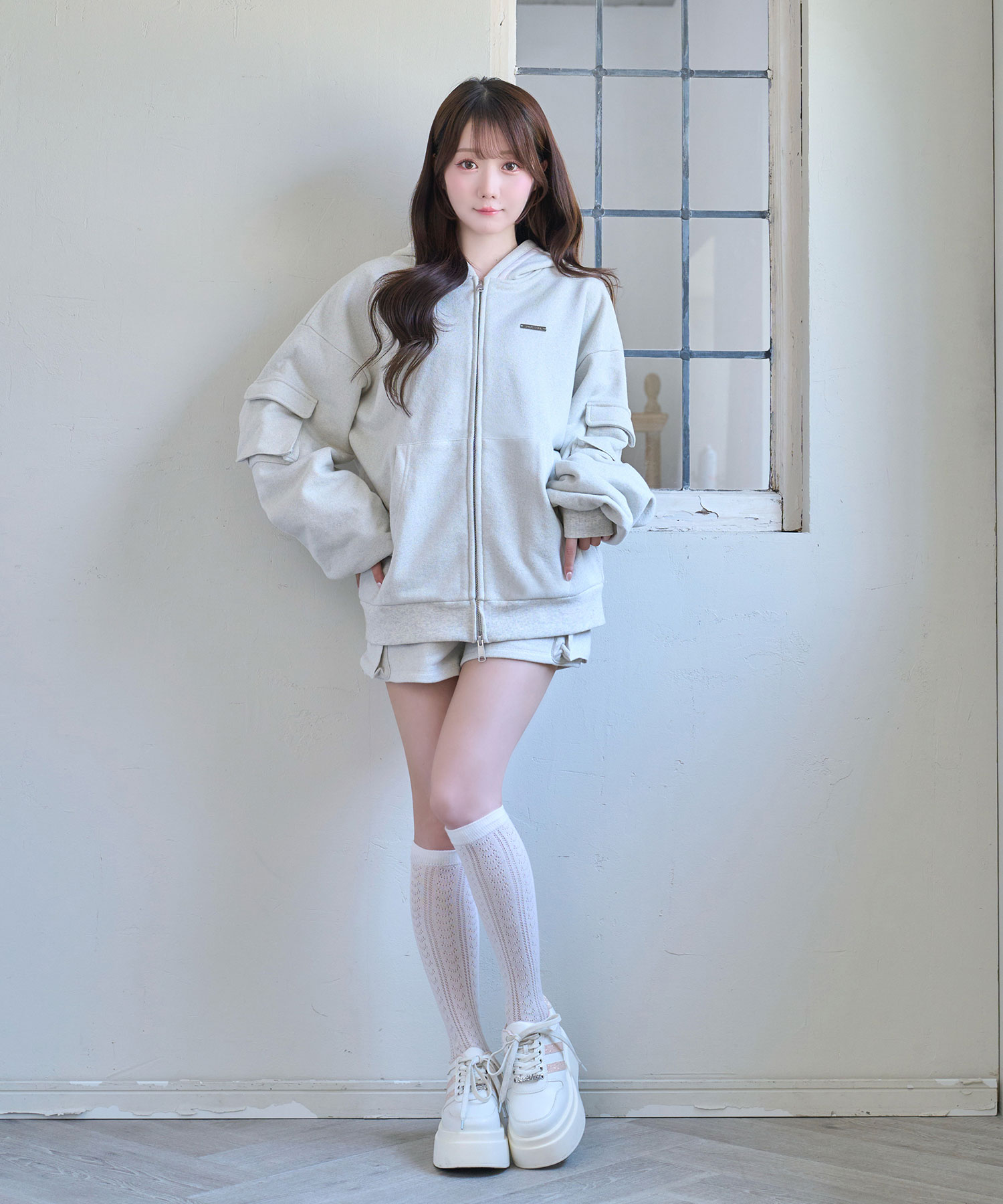 Satin ribbon point cargo zip set