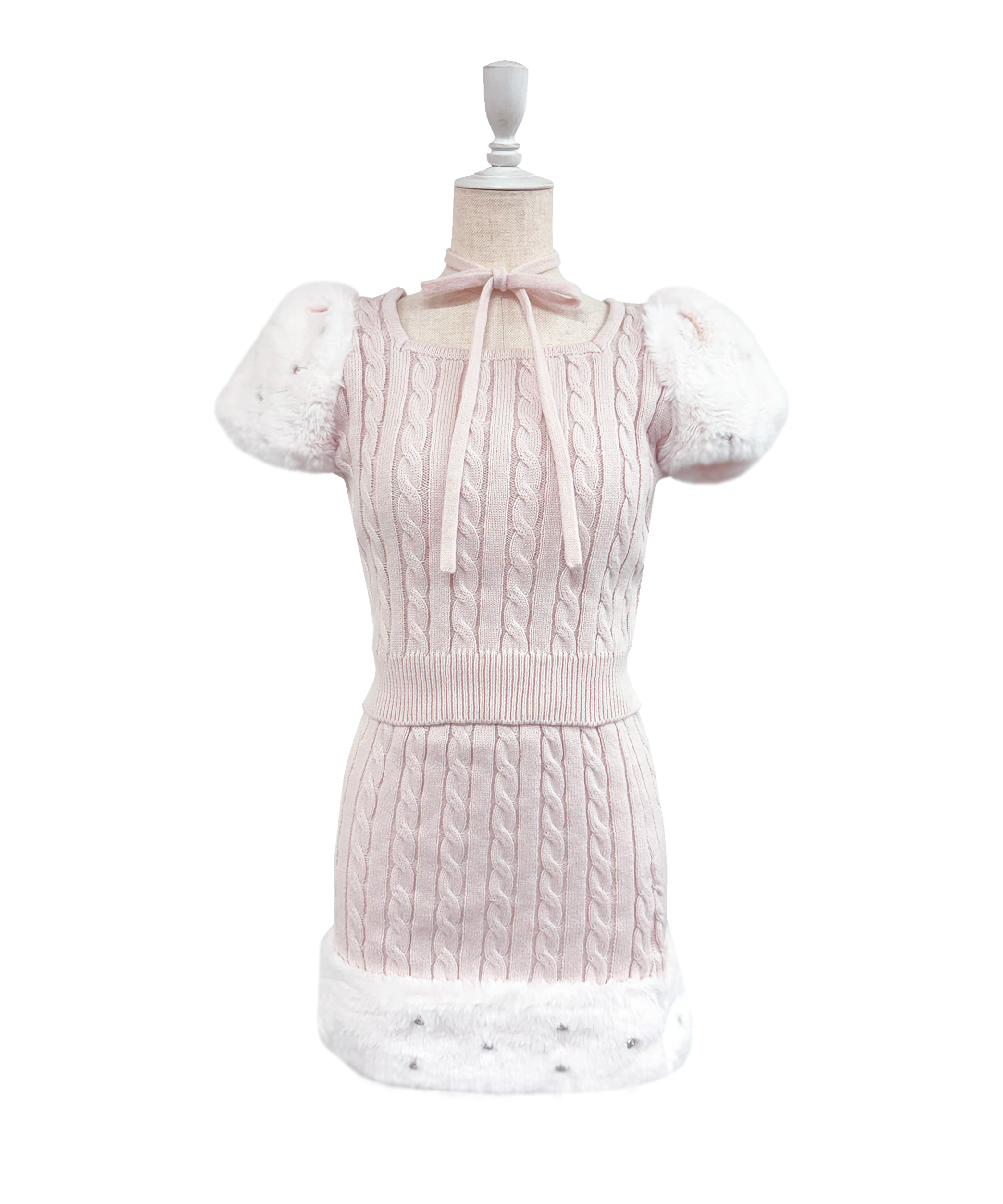 rosemuse Fur point knit mini set up ピンク Fur point knit mini set up – BUNNY APARTMENT