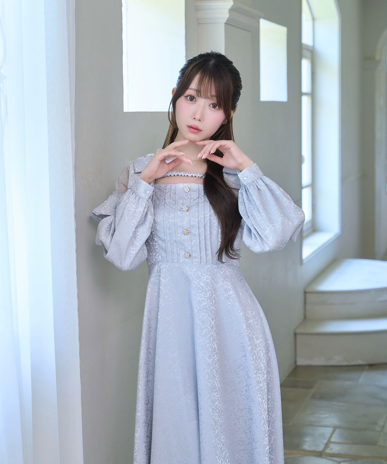 Lace switching jacquard dress – BUNNY APARTMENT