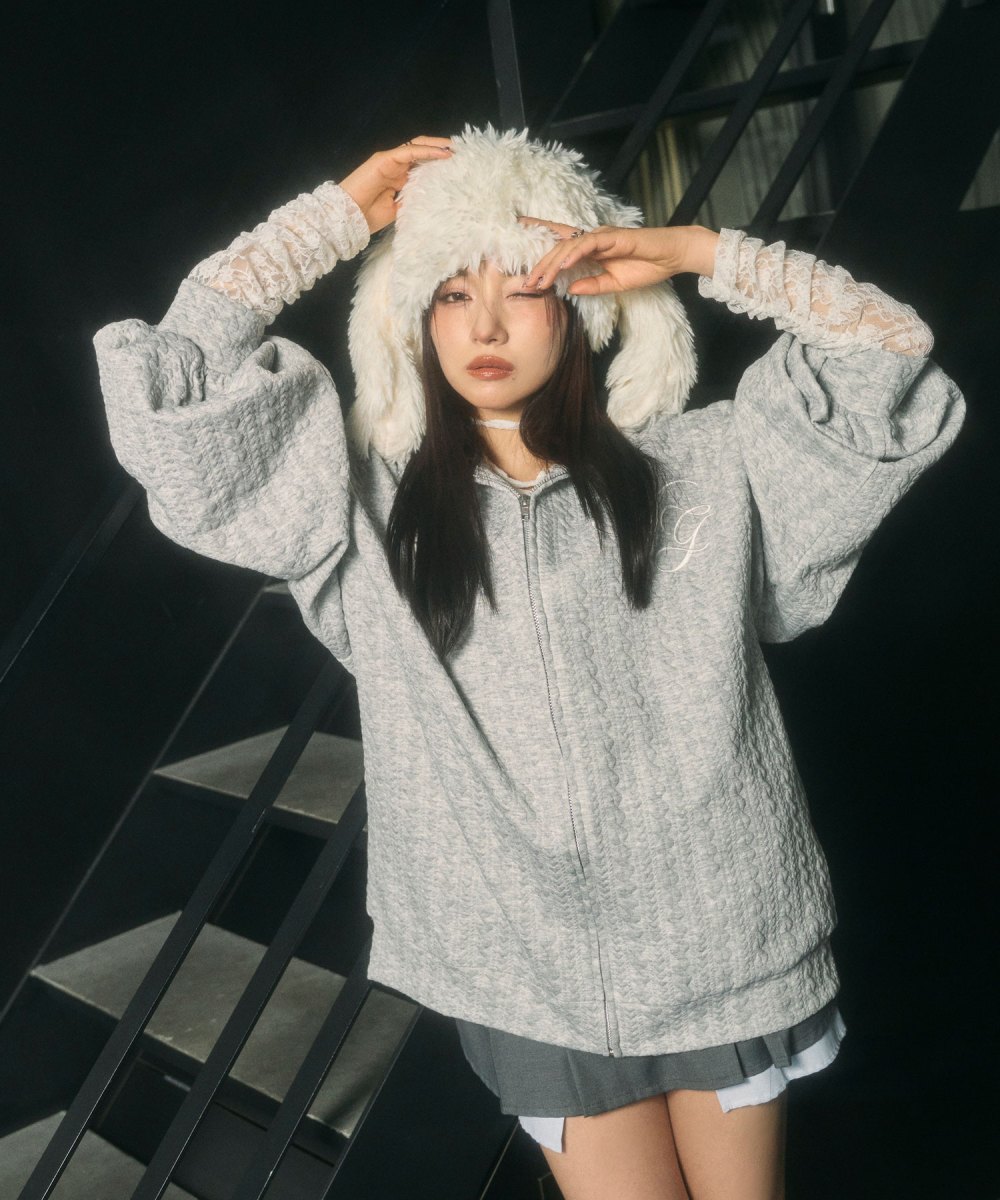 UNISEX カットケーブルジップパーカー
