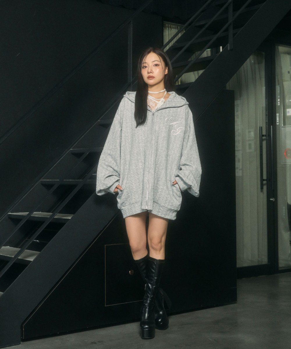 UNISEX カットケーブルジップパーカー