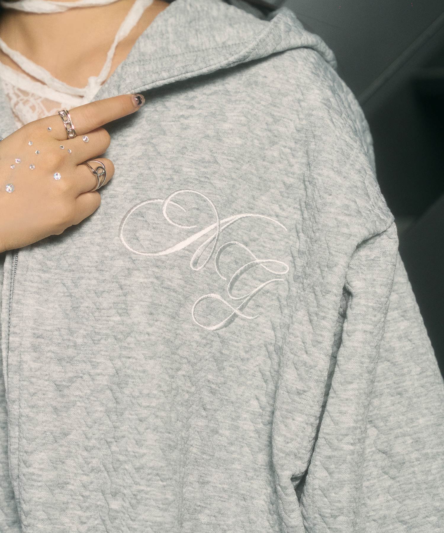 UNISEX カットケーブルジップパーカー