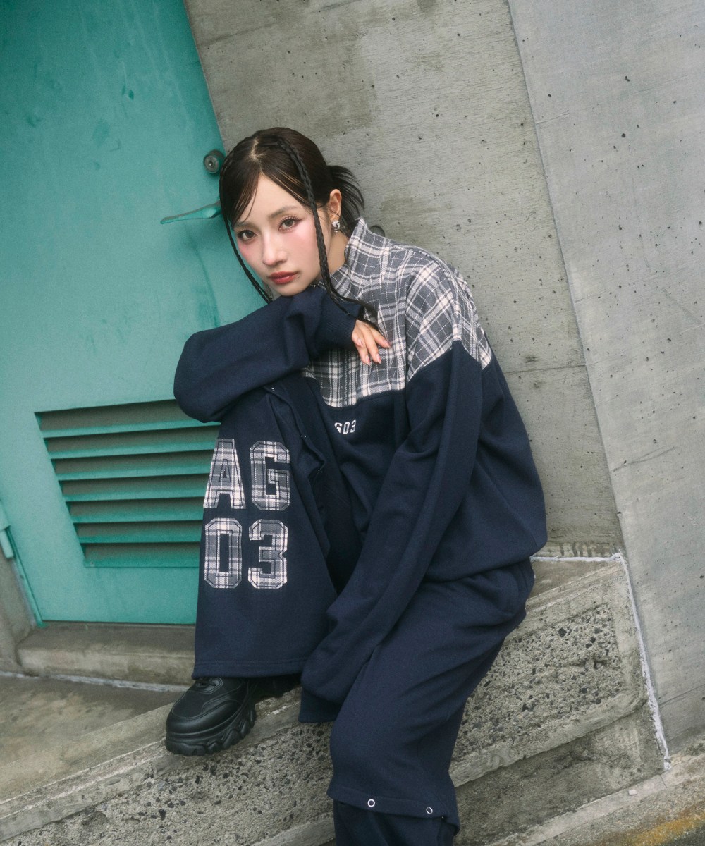 UNISEX チェックドッキングスウェット SET UP