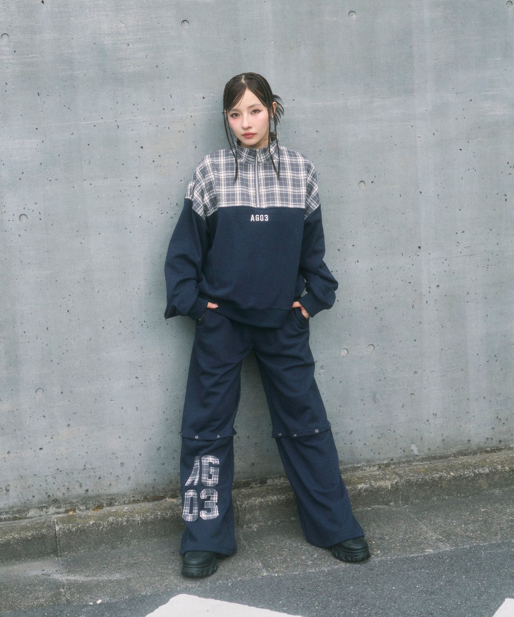 UNISEX チェックドッキングスウェット SET UP